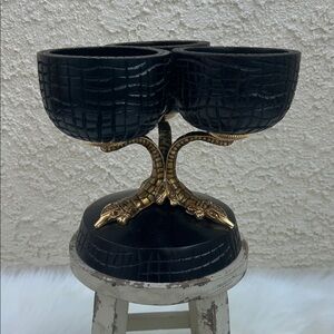 Vintage St. John Home Collection Round Bowls Gold Enamel Alligators Catchall